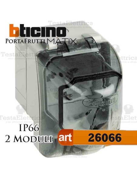 Calotta portafrutti 2 posti IP66 Idrobox Matix Bticino