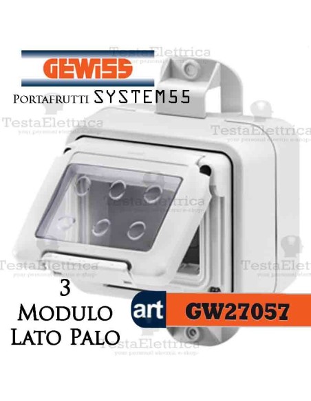Cassetta portafrutti 3 posti per lato palo Gewiss