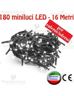 Serie da 180 minilucciole LED Bianco ghiaccio esterno/interno cavo 16 Mt  RosaChristmas