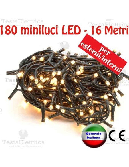 Serie da 180 minilucciole LED Bianco caldo esterno/interno cavo 16 Mt  RosaChristmas