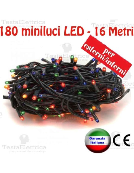Serie da 180 minilucciole LED Multicolore  esterno/interno cavo 16 Mt  RosaChristmas