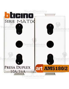 Presa Duplex bipasso 2P+T 10/16A Bticino Matix