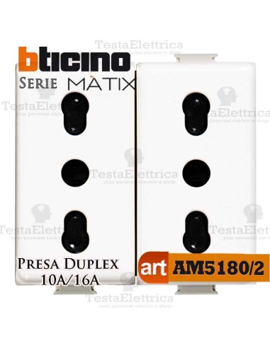 Presa Duplex bipasso 2P+T 10/16A Bticino Matix