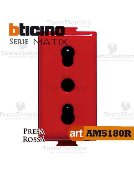 Presa Rossa bipasso 2P+T 10/16A Bticino Matix