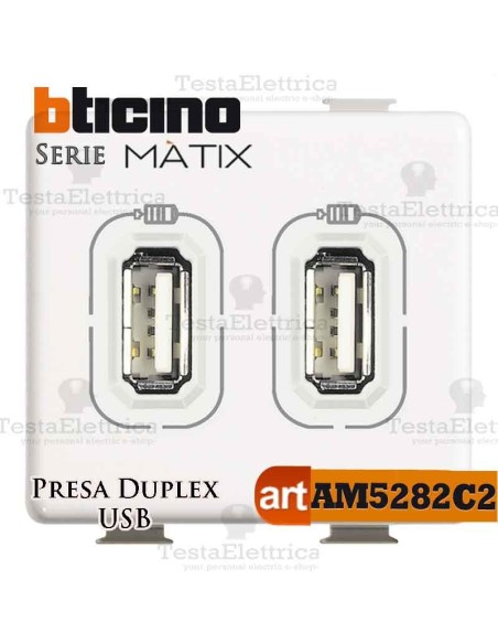 Presa doppia USB 5V dc per dispostivi Mobili Bticino Matix 