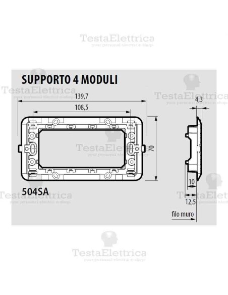Supporto 4 moduli Bticino Matix