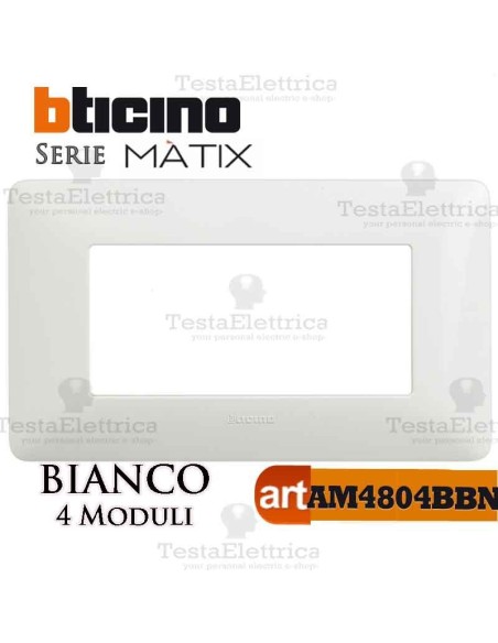 Placca 4 moduli Bianca Bticino Màtix