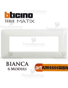 Placca 6 moduli Bianca Bticino Màtix
