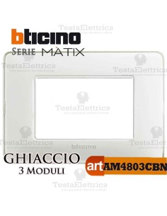 Placca 3 moduli Ghiaccio Bticino Màtix