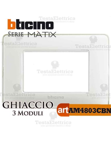Placca 3 moduli Ghiaccio Bticino Màtix