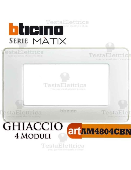 Placca 4 moduli Ghiaccio Bticino Màtix