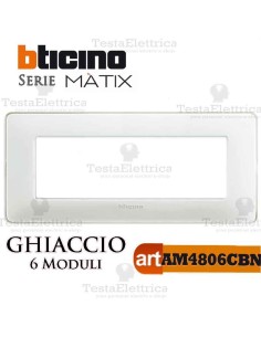 Placca 6 moduli Ghiaccio Bticino Matix