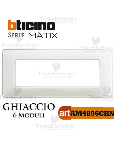 Placca 6 moduli Ghiaccio Bticino Matix