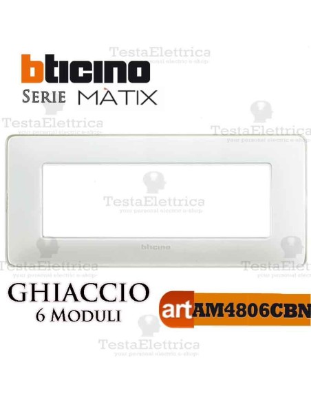 Placca 6 moduli Ghiaccio Bticino Matix