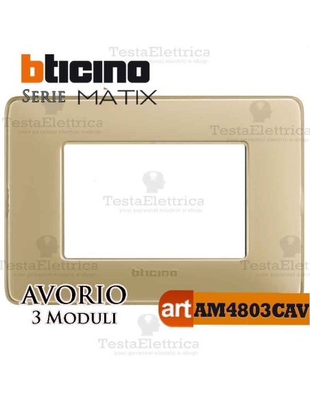Placca 3 moduli Avorio Bticino Matix