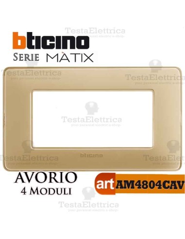 Placca 4 moduli Avorio Bticino Matix