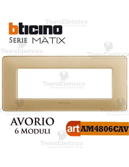 Placca 6 moduli Avorio Bticino Matix