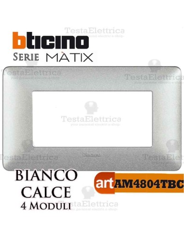 Placca 4 moduli Bianco Calce Bticino Matix