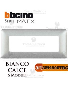 Placca 6 moduli Bianco Calce Bticino Matix