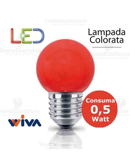 Lampadina a led colorata 0,5 watt E27 Rossa