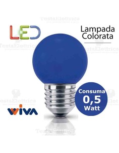 Lampadina a led colorata 0,5 watt E27 Blu