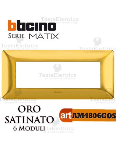 Placca 6 moduli Oro Satinato Bticino Matix 