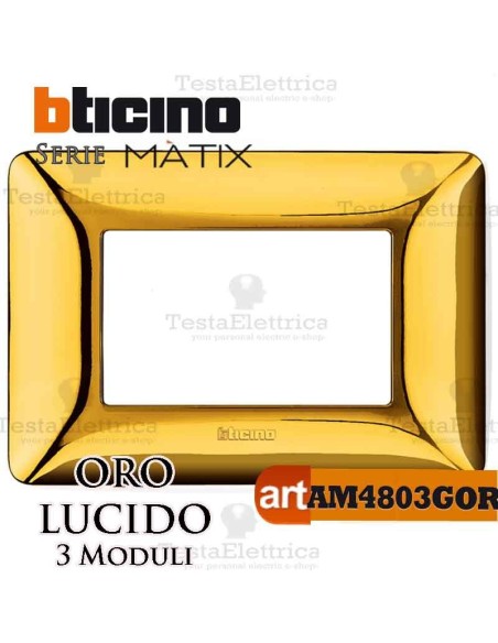 Placca 3 moduli Oro Lucido Bticino Matix