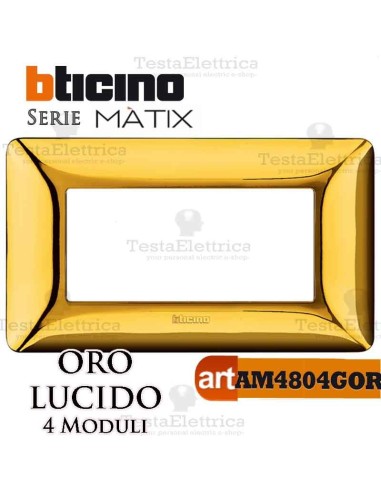 Placca  4 moduli Oro Satinato Bticino Matix 