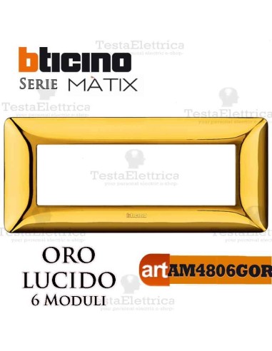 Placca 6 moduli Oro Lucido Bticino Matix 