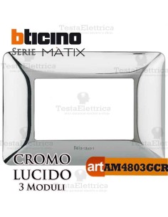 Placca 3 moduli Cromo Lucido Bticino Matix