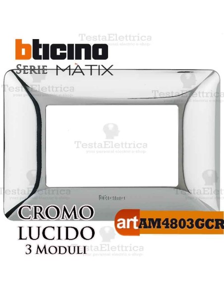 Placca 3 moduli Cromo Lucido Bticino Matix