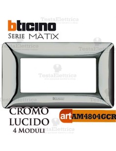 Placca  4 moduli Cromo Satinato Bticino Matix 