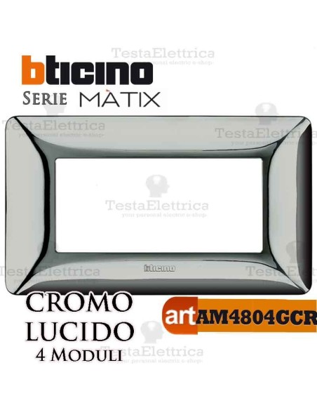 Placca  4 moduli Cromo Satinato Bticino Matix 