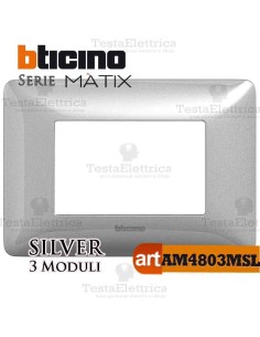 Placca 3 moduli Silver Bticino Matix