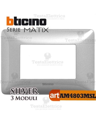 Placca 3 moduli Silver Bticino Matix
