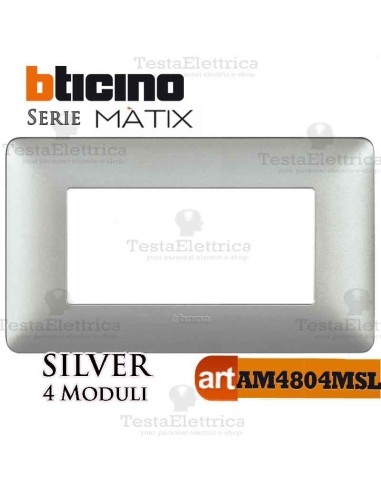 Placca  4 moduli Cromo Lucido Bticino Matix 