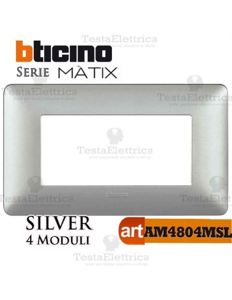Placca  4 moduli Cromo Lucido Bticino Matix 