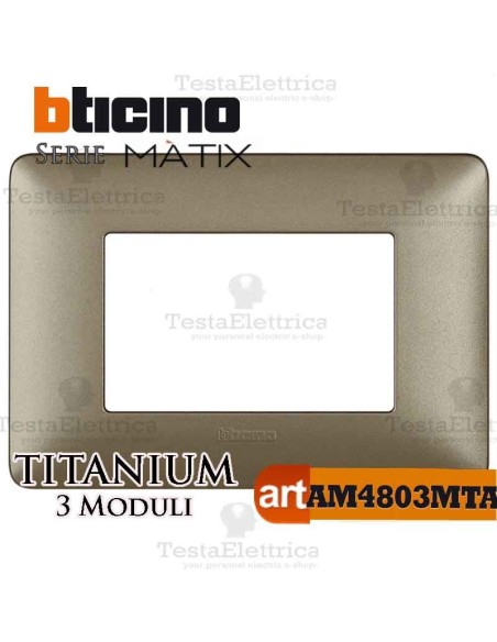 Placca 3 moduli Titanium Bticino Matix