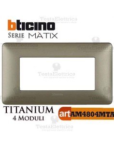Placca  4 moduli Titanium Bticino Matix 