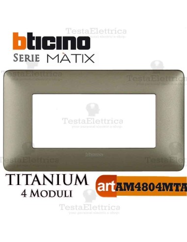 Placca  4 moduli Titanium Bticino Matix 