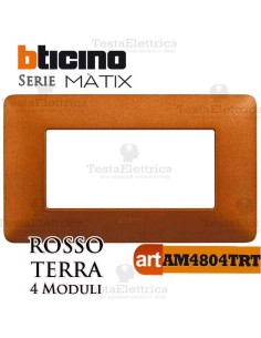 Placca  4 moduli Rosso Terra Bticino Matix 