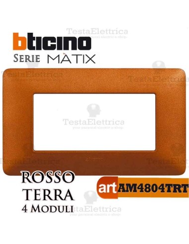Placca  4 moduli Rosso Terra Bticino Matix 