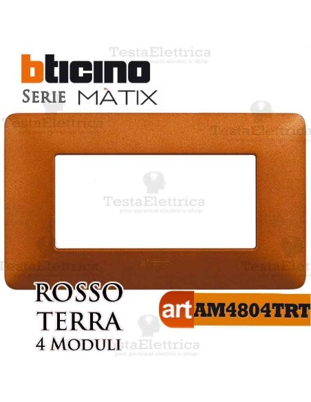 Placca  4 moduli Rosso Terra Bticino Matix 
