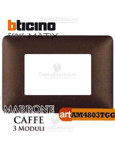 Placca 3 moduli Marrone Caffè Bticino Matix