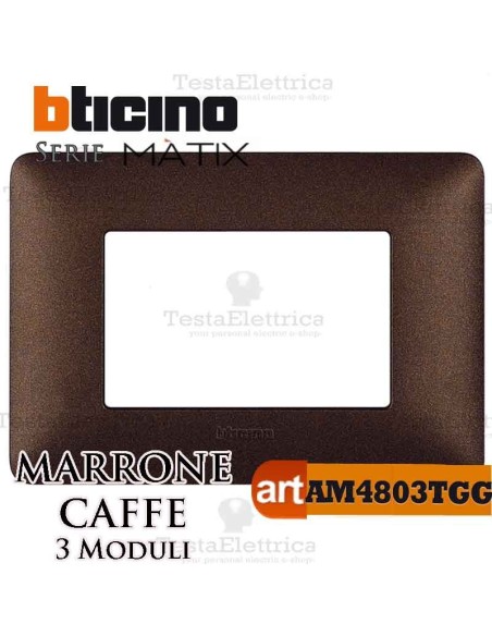 Placca  4 moduli marrone caffè Bticino Matix 