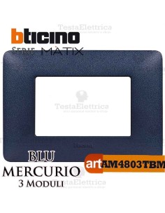 Placca 3 moduli blu mercurio Bticino Matix