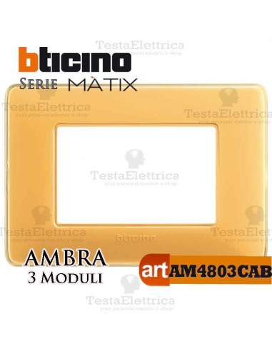 Placca 3 moduli ambraBticino Matix
