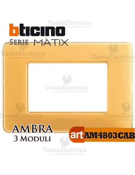 Placca 3 moduli ambraBticino Matix