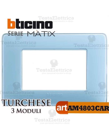 Placca 3 moduli turchese Bticino Matix