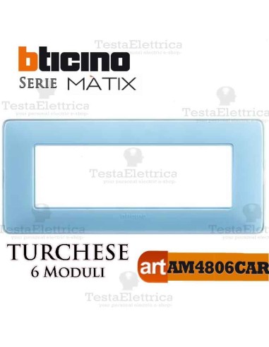 Placca 6 moduli turchese Bticino Matix 